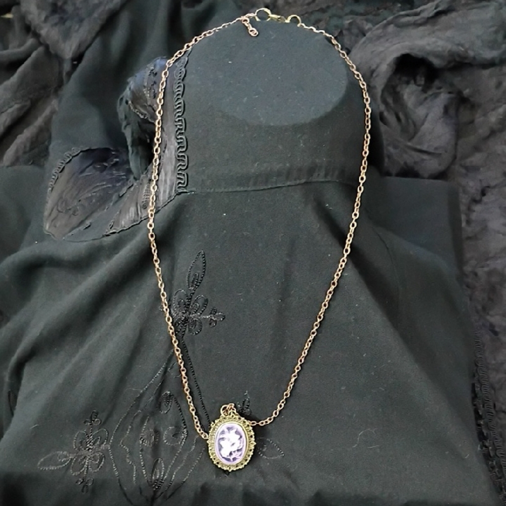 Gold and Purple Pendant Necklace